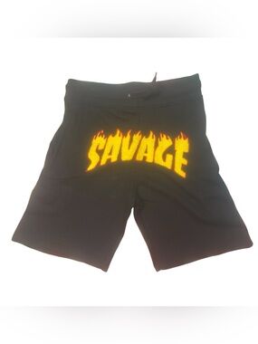 Savage Flame Graphic Black kids Shorts